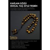 Seven Art Jewelry Orijinal Doğal Taş 8mm Kaplan Gözü 33'lü Tesbih, Erkek Hediye, El Yapımı Tesbih (Ayarlanabilir İmame