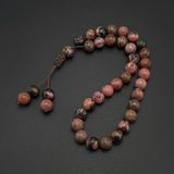 Seven Art Jewelry Orijinal Doğal Taş 8mm Rodokrozit Taşı 33'lü Tesbih, Erkek Hediye, El Yapımı Tesbih