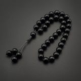 Seven Art Jewelry Orijinal Doğal Taş 8mm Siyah Akik 33'lü Tesbih, Erkek Hediye, El Yapımı Tesbih (Ayarlanabilir İmame)