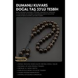 Seven Art Jewelry Orijinal Doğal Taş Tesbih, 8mm Dumanlı Kuvars Taşı 33'lü Tesbih, Erkek Hediye, El Yapımı Tesbih
