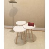 Seven Madame 3'lü Zigon Sehpa Takımı Beyaz Ahşap Ayaklı Modern Tasarım 34 cm Derinlik