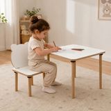 Seven Madame Bulut 2-5 Yaş Çocuk, Etkinlik ve Ders Çalışma Masa Sandalye Takımı, 1 Masa 1 Sandalye Yaz-Sil 50 x 50 cm Beyaz Mdf - Bulut Sandalye