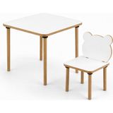 Seven Madame Bulut 2-5 Yaş Çocuk, Etkinlik ve Ders Çalışma Masa Sandalye Takımı, 1 Masa 1 Sandalye Yaz-Sil 50 x 50 cm Beyaz Mdf - Panda Sandalye