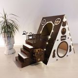 Seventeen Design Koyu Kahverengi Bungalov Kedi Evi, Bungalov Kedi Yuvası, Kedi Evi, Kedi Yuvası, Kedi Oyun Alanı
