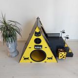 Seventeen Design Turuncu Siyah Bungalov Kedi Evi, Bungalov Kedi Yuvası, Kedi Evi, Kedi Yuvası, Kedi Oyun Alanı