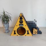 Seventeen Design Turuncu Siyah Bungalov Tavşan Evi, Bungalov Tavşan Yuvası, Tavşan Evi, Tavşan Yuvası, Tavşan Oyun Alanı