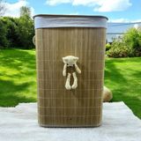 Sever Bambu Peluşlu Çamaşır Sepeti - 40 x 30 x 60 cm - Açık Kahverengi