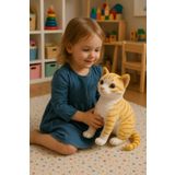 Sever Gerçek Görünümlü Sesli Miyavlayan Peluş Kedi | 35 Cm Ayakta Oyuncak Tekir | Peluş Oyuncak
