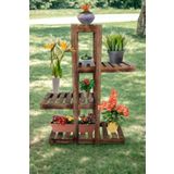 Severale Doğal Ahşap Dekoratif Balkon Bahçe Çiçeklik Saksı Standı Saksılık 90 cm X 65 cm