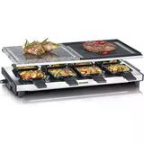 Severın Raclette Izgara, Doğal Izgara Taşlı Ve Izgara Plakalı, Raclette Yapışmaz Kaplamalı Izgara Plakalı, 8 Kişilik Masa Izgarası, Max. 1.700 W, Paslanmaz Çelik / Siyah, Rg 2373