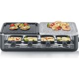 Severin Severın 8 Kişilik Raclette Izgara, Doğal Izgara Taşı ve Yapışmaz Kaplamalı Izgara Plakası, Ekstra Derin Tavalı Masa Izgarası, Bulaşık Makinesinde Yıkanabilir, Black Line, Rg 2366 - Siyah