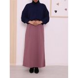Sevgi Butik Beli Bağcıklı Lastikli Çift Cepli Penye Etek - Lila - 40