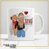 Sevgi Ister Temalı Kişiye Özel Seramik Kupa Bardak - 001 - Beyaz