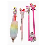sevgi kırtasiye Hediyelik Unicorn Süslü Kalem Seti Tükenmez Yumurtlayan Işıklı Kurşun Kalem Unicorn Rozet Hediyeli