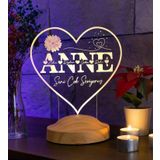 Sevgi Lambası Kalp Şeklinde Anneler Günü Hediyesi, Kişiye Özel Anneye Hediye İsim Yazılı Led Lamba