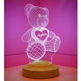 Sevgi Lambası Kalpli Ayıcıklı Hediye, Ayıcık Led Lamba, Ayı Teddy 3d Hediyesi 3 Boyutlu Led Lamba