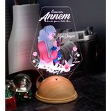 Sevgi Lambası Tesettürlü Anneye Hediye Kişiye Özel Anne Bebek LED Lamba, Anneler Gününe Özel Hediyesi Gece Lambası