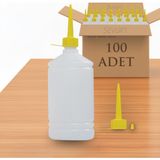 Sevgift 1000 ml Hdpe Plastik Damlalık Kapaklı Sıkma Şişe | Kimyasala Dayanıklı Yağdanlık (100 Adet) - 1BW-Beyaz
