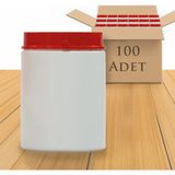 Sevgift 1000CC Kilitli Kapaklı Hdpe Plastik Numune Saklama Kavanozu - Gıda Uyumlu (100'LÜ Paket)