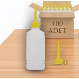 Sevgift 500 ml Hdpe Plastik Damlalık Kapaklı Sıkma Şişe | Kimyasala Dayanıklı Yağdanlık (100 Adet) - 1BW-Beyaz