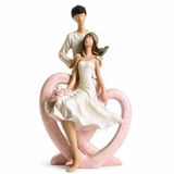 Sevgili Biblo Kalpli Dekoratif Obje Romantik Çift Figürlü Biblo Sanatsal Modern El Boyama Parlak Vernik Premium Doku Sevgi Aşk Temalı Salon Masa Raf Konsol Ev Dekorasyonu İçin Hediyelik Ürün Vitrin