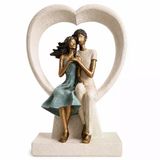 Sevgili Biblo Kalpli Gold Detaylı Dekoratif Obje Romantik Çift Figürlü Biblo Sanatsal Modern El Boyama Premium Doku Sevgi Aşk Temalı Salon Masa Raf Konsol Ev Dekorasyonu İçin Hediyelik Ürün Vitrin