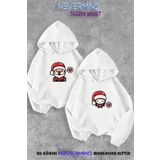 Sevgili Çift Kombin Noel Baba ve Noel Kız Yılbaşı Özel Kapüşonlu Sweatshirt 2li Set Takım