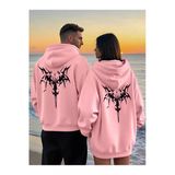 Sevgili Çift Kombin Trend Baskılı Kapüşonlu Sweatshirt 2Li Set Takım 3 İplik