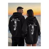 Sevgili Çift Kombini 2’Li Gül Ve Yazı Baskılı Unisex Sweatshirt – Romantik Tarz Oversize