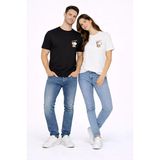 Sevgili Kombini Minimal Ayıcık Kalp Baskılı Çift Tişört Oversize Unisex 2’Li Set