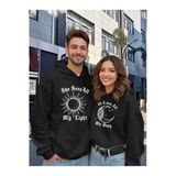 Sevgili Kombini Oversize Hoodie – Güneş Ve Ay Baskılı 3 İplik Unisex Sweatshirt 2'Li Set