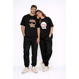 Sevgili Kombini Panda Bardak Baskılı Çift Tişört Oversize Unisex Partner Kombin Çift Seti Hediye