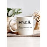 Sevgili Motto Kupa Bardak, Sevgililer Günü Hediyesi, Anlamlı Yazılı Porselen Kupa, Kalıcı Baskılı Hediye Bardak - Beyaz - Siyah - 10 Adet