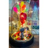 Sevgili Teraryum, LED Işıklı, 19 cm Yükseklik, Çok Renkli, Figür ve Balon Dekorlu