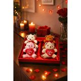 Sevgililer Günü Hediye Kutusu 4 Adet I Love You Temalı Peluş Ayıcıklı Romantik Hediye Seti Kutusu