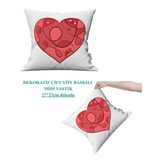 Sevgililer Günü Hediyesi Love is Love Hediyelik Dekoratif Midi Yastık Kırlent 27x27cm Dolgulu