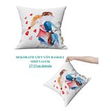 Sevgililer Günü Hediyesi Moto Love Hediyelik Dekoratif Midi Yastık Kırlent 27x27cm Dolgulu