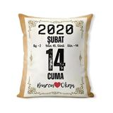 Sevgililer Günü Hediyesi Takvim Yaprağı Hediyelik Dekoratif Yastık Kırlent 40x28cm Dolgulu
