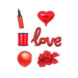 Sevgililer Günü Kırmızı Love Balon-pompa-rafya-Gül Yaprağı-1 Kalp Folyo Balon-30 Latex Balon