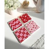 Sevgililer Günü , Kırmızı Pembe Temalı Bardak Altlıkları - 10 x 10 cm