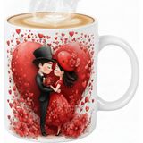 Sevgililer Günü Özel Porselen Kupa | Romantik Sevgiliye Hediye Kupası (Düz) - 001 - Beyaz - 300 ml
