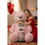 Sevgililer Günü’ne Özel: 90 Cm Peluş Ayı & Aynalı Mesajlı Pembe Silindir Ayıcık Buketi | Romantik Sevgiliye Hediye Buket