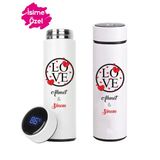 Sevgililer Gününe Özel Baskılı Termos Isime Özel Göstergeli Çelik (Isimi Yoruma EKLEYIN)-001 - 450 ml - Beyaz