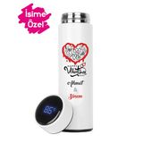 Sevgililer Gününe Özel Baskılı Termos Isime Özel Göstergeli Çelik (Isimi Yoruma EKLEYIN)-002 - 450 ml - Beyaz