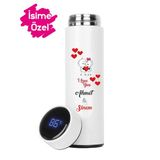 Sevgililer Gününe Özel Baskılı Termos Isime Özel Göstergeli Çelik (Isimi Yoruma EKLEYIN)-004 - 450 ml - Beyaz