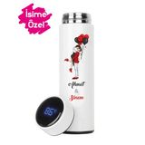 Sevgililer Gününe Özel Baskılı Termos Isime Özel Göstergeli Çelik (Isimi Yoruma EKLEYIN)-005 - 450 ml - Beyaz