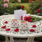 sevgililer gününe özel seri seramik kupa 2'li ve 4'lü hediyelik fincan mug - 2 Adet - Beyaz- Renkli