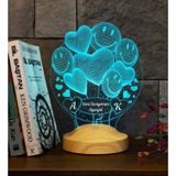Sevgiliye Eşe Hediye 3D Smiley Kalpler Küre 3 Boyutlu Led Lamba