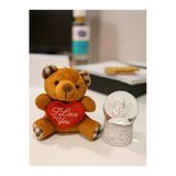 Sevgiliye Eşe Özel Günlere Hediye Sevimli Mini Peluş Ayıcık Ve Mini Melek Kar Küresi Set Kahverengi