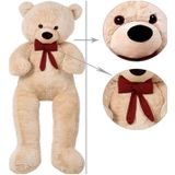 Sevgiliye HEDİYE- 160 cm İthal Kumaş Papyonlu DEV Boy Peluş Ayı Bej